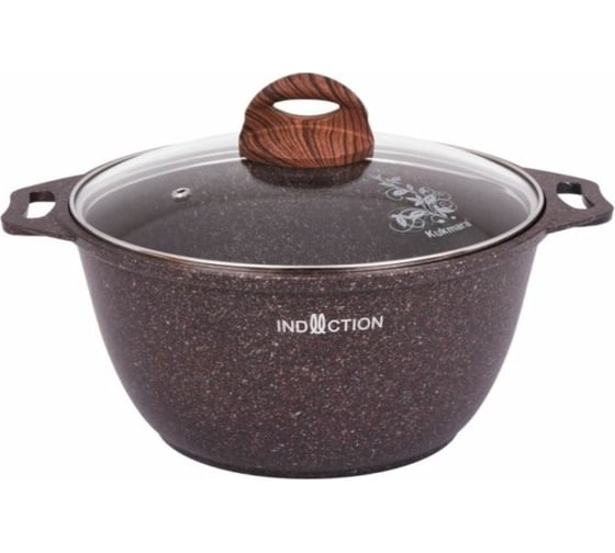 Кастрюля Kukmara Granit Ultra Induction 3 л со стеклянной крышкой, антипригарное покрытие red кгаи32а 1