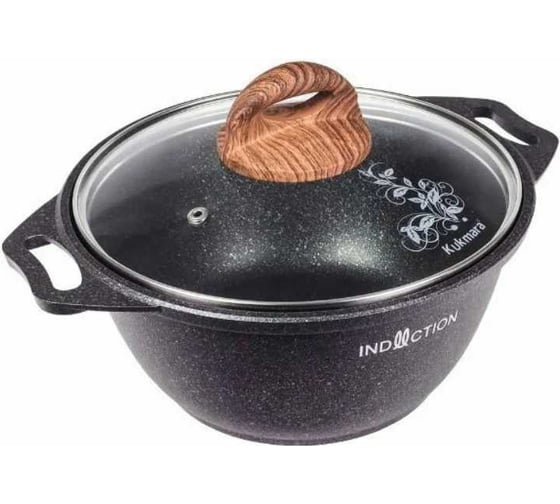 Кастрюля Kukmara Granit Ultra Induction 2 л со стеклянной крышкой, антипригарное покрытие blue кгги22а