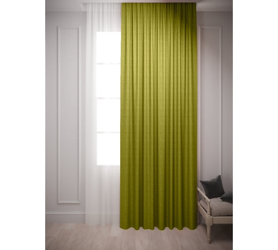 Штора Костромской текстиль Блэкаут, водоотталкивающая, 150x260 см, салатовый 00-00803248