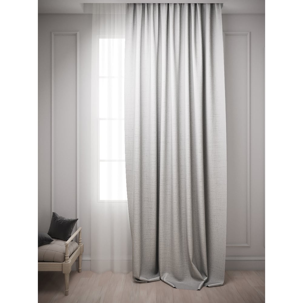 Штора с подхватом Костромской текстиль рогожка, 150x270 см, светло ...