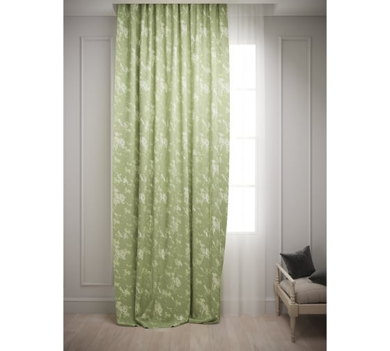 Штора Костромской текстиль Софт Облако, 200x270 см, оливковый 00-00803854 1