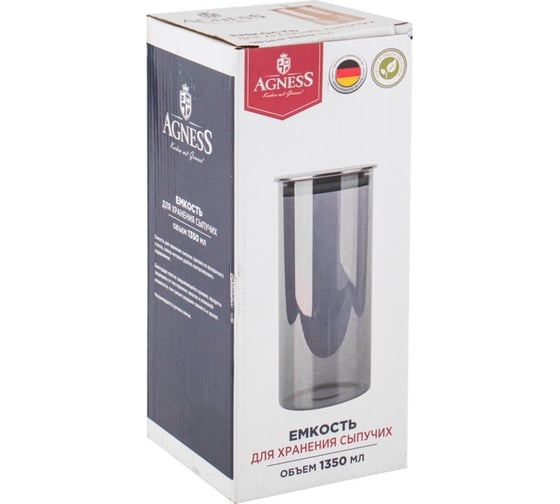 Емкость для сыпучих продуктов Agness SMOKY 1350 МЛ 889-106