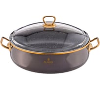 Эмалированный сотейник Agness со стеклянной крышкой и антипригарным мраморным покрытием 950-225