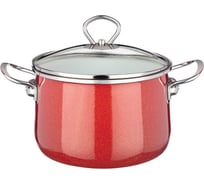 Кастрюля Agness СЕРИЯ DELUXE эмалированная, со стеклянной крышкой, с эффектом металлик 901-051