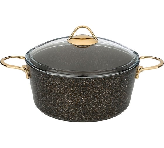 Кастрюля - сотейник Agness СЕРИЯ GRANITE со стеклянной крышкой и антипригарным покрытием 952-027