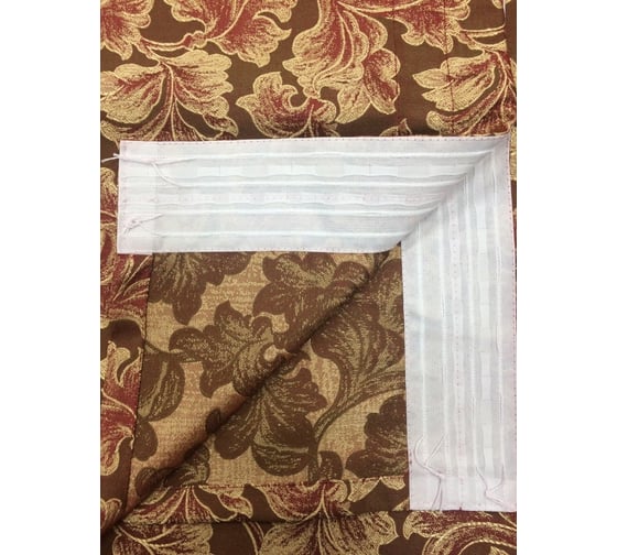 Штора Костромской текстиль Жаккард Листва бордовый, 150x260 см 00-00803193