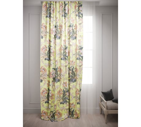 Штора Костромской текстиль Жаккард Цветы, 140x260 см, жёлтые 00-00803913