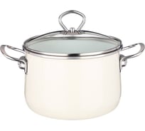 Эмалированная кастрюля Agness СЕРИЯ DELUXE со стеклянной крышкой, с эффектом металлик,3.1 л 901-066