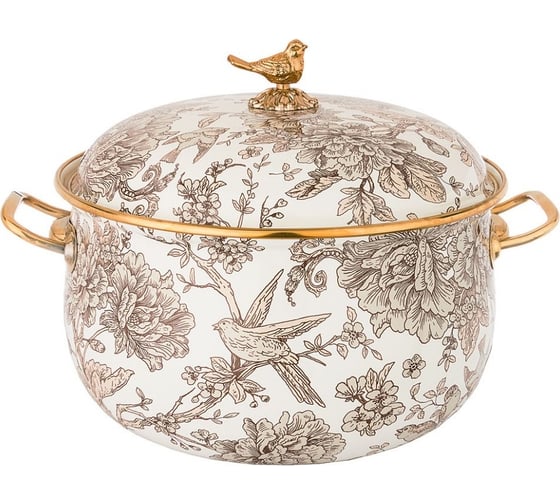 Эмалированная кастрюля Agness СЕРИЯ ROYAL GARDEN кованная, с крышкой, 6.1 л, диаметр 24 см 950-085 1