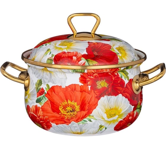 Эмалированная кастрюля Agness СЕРИЯ МАКИ кованная, с крышкой, 2.1 л 950-461
