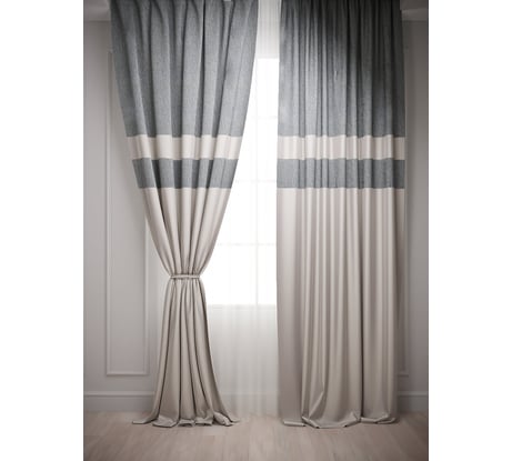 Комплект штор Костромской текстиль Софт Градиент ширина 200 см высота 260 см, серый 00-00804150