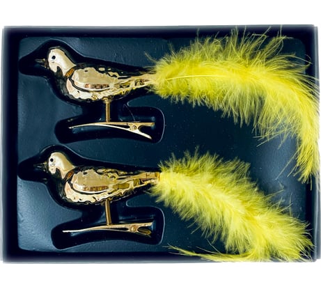 Набор елочных украшений Магия Праздника ПТИЧКИ 2 шт., золото, 2.5x17 см, стекло MAG1917