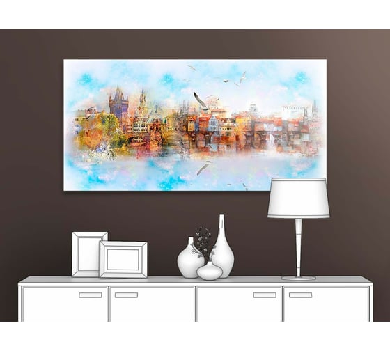 Картина ООО Первое ателье Акварель, старый город 60x30 см ps97408-3