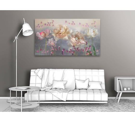 Картина ООО Первое ателье Пионы с колокольчиками 107x60 см ps97407-2