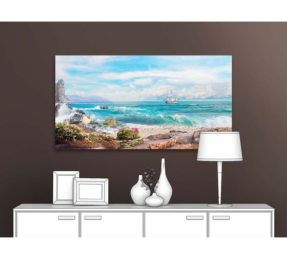 Картина ООО Первое ателье Парусник у скалистого берега моря 113x60 см ps94733-2