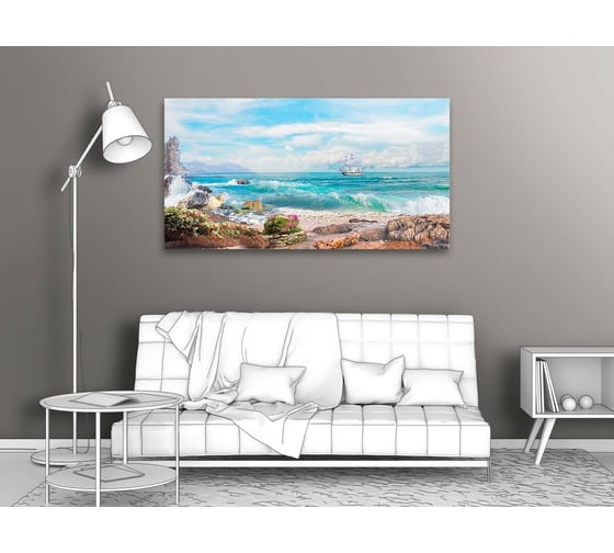 Картина ООО Первое ателье Парусник у скалистого берега моря 113x60 см ps94733-2