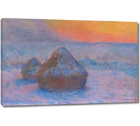 Картина-репродукция ООО Первое ателье Стога пшеницы закат, эффект снега 80x51 см ps143176-4