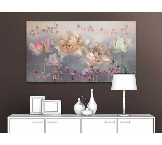 Картина ООО Первое ателье Пионы с колокольчиками 115x64 см ps97407-5