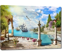 Картина ООО Первое ателье Парусники в бухте и набережная 60x44 см ps78684-3