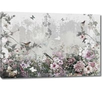 Картина ООО Первое ателье Нежная цветочная композиция с птицами и бабочками 35x23 см ps78688-1