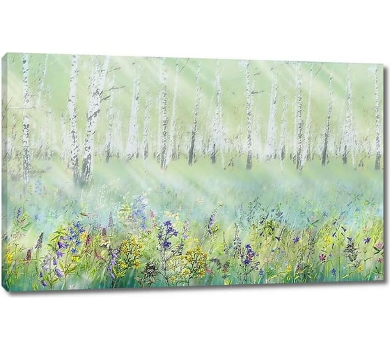 Картина ООО Первое ателье Поляна перед березовым лесом 80x50 см ps97387-4 1