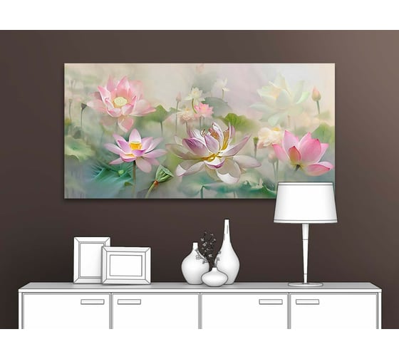 Картина ООО Первое ателье Композиция из лотосов 35x18 см ps97381-1