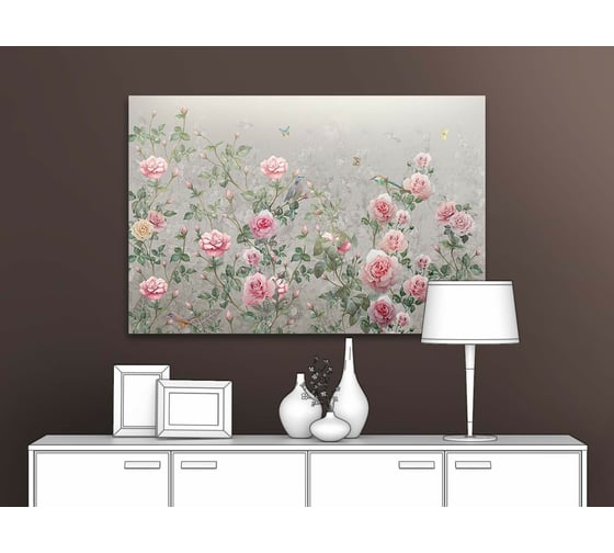 Картина ООО Первое ателье Кусты роз на сером фоне 80x54 см ps143050-4