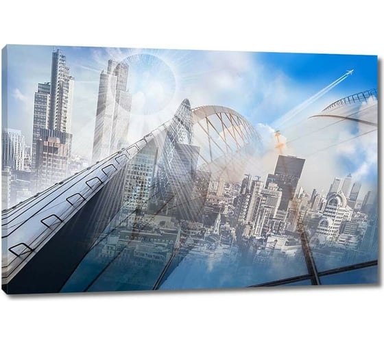 Картина ООО Первое ателье Абстрактный вид на мегаполис 80x53 см ps78689-4 1