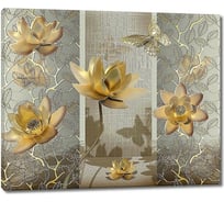 Картина ООО Первое ателье Лотосы и бабочки в золотом цвете 72x60 см ps97397-2