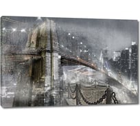 Картина ООО Первое ателье Коллаж ночной город и мост 90x60 см ps78675-2