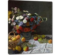 Картина-репродукция ООО Первое ателье Натюрморт с цветами и фруктами 49x60 см ps111001-2
