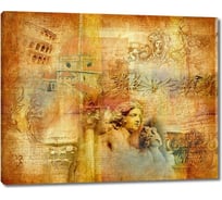 Картина ООО Первое ателье Коллаж с архитектурой в красном цвете 75x60 см ps28868-2