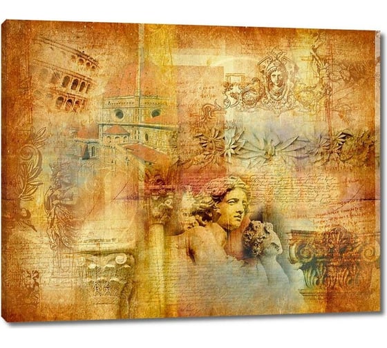 Картина ООО Первое ателье Коллаж с архитектурой в красном цвете 75x60 см ps28868-2 1