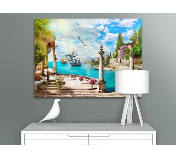 Картина ООО Первое ателье Парусники в бухте и набережная 82x60 см ps78684-2