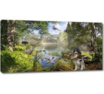 Картина ООО Первое ателье Разнообразные животные в лесу, охота 35x18 см ps68854-1