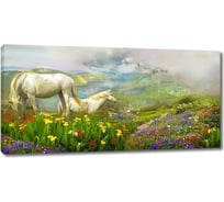Картина ООО Первое ателье Две лошади на цветочной поляне 115x58 см ps28436-5
