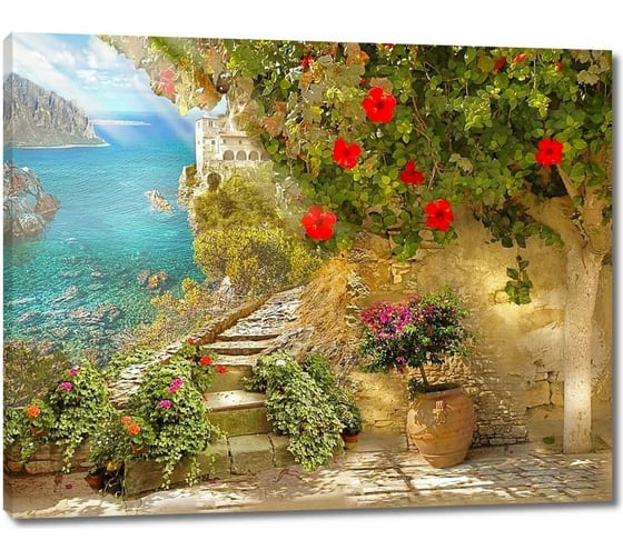 Картина ООО Первое ателье Живописный сад рядом с морем 80x64 см ps28415-4 1