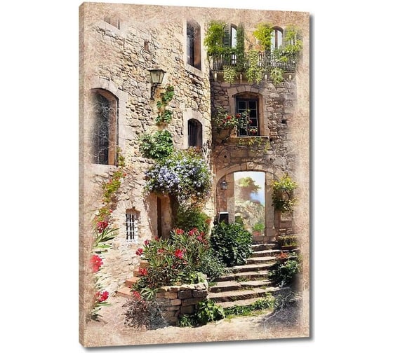 Картина ООО Первое ателье Множество цветов на обычной улице 60x90 см ps28464-3 1