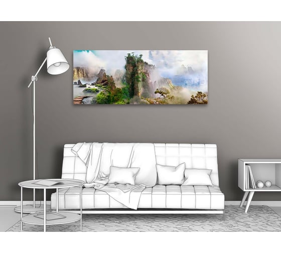 Картина ООО Первое ателье Панорама со скалами в тумане 60x24 см ps28435-3