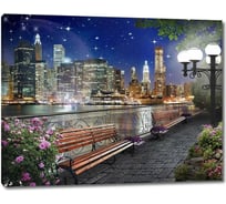 Картина ООО Первое ателье Прогулка вдоль набережной по ночному городу 77x60 см ps28765-2