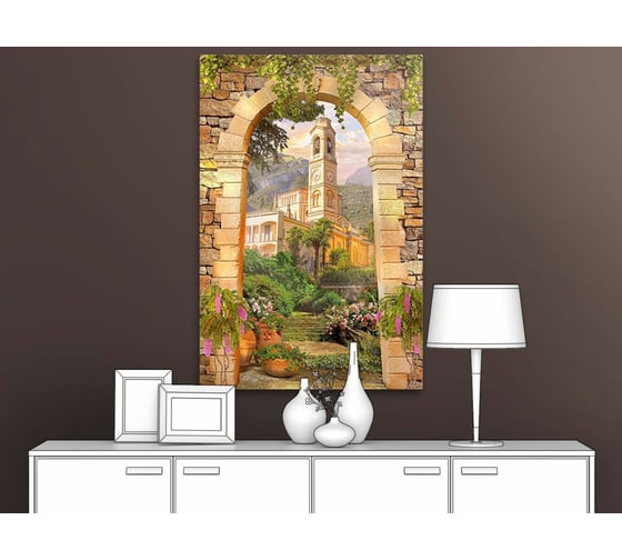 Картина ООО Первое ателье Вид на башню с часами через арку 60x90 см ps25673-3