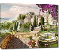 Картина ООО Первое ателье Красивый фонтан в саду перед дворцом 35x28 см ps28409-1