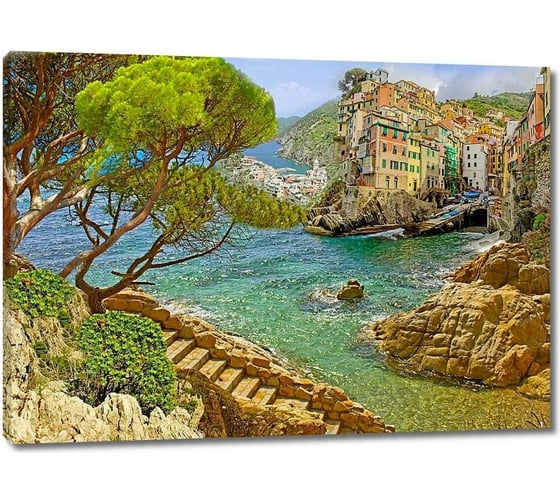 Картина ООО Первое ателье Вид на город на скалах 60x44 см ps28430-3