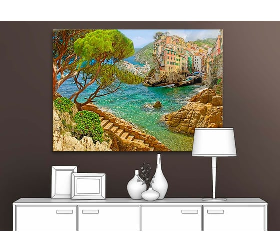 Картина ООО Первое ателье Вид на город на скалах 60x44 см ps28430-3