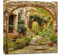 Картина ООО Первое ателье Разрушенная живописная улочка с цветами 35x35 см ps28432-1