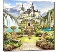 Картина ООО Первое ателье Дорога через сад к огромному замку 115x115 см ps28421-5