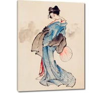 Картина-репродукция ООО Первое ателье Женщина в кимоно с клетчатым рисунком 45x60 см ps144263-2