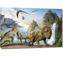 Картина ООО Первое ателье Разные динозавры у водопада 35x23 см ps28822-1