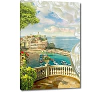 Картина ООО Первое ателье Вид с веранды на город и побережье 60x90 см ps28495-3