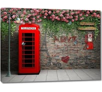 Картина ООО Первое ателье Красная будка и телефонный аппарат 80x60 см ps97819-2